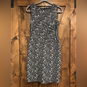 Ivanka Trump Black and White Midi Dress with Accent Zipper